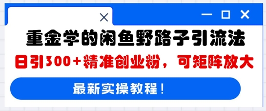 重金学的闲鱼野路子引流法，日引300+精准创业粉，可矩阵放大-东方学社-专注互联网创业,知识付费,副业轻创