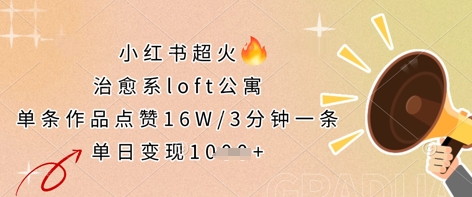 小红书超火的治愈系loft公寓，单条作品点赞16W，3分钟一条，单日变现数张-东方学社-专注互联网创业,知识付费,副业轻创