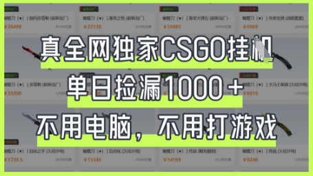 真全网独家CSGO挂G，单日捡漏1k+【揭秘】-东方学社-专注互联网创业,知识付费,副业轻创