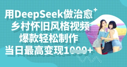 用DeepSeek做治愈乡村怀旧风格视频，爆款轻松制作，当日最高变现多张-东方学社-专注互联网创业,知识付费,副业轻创